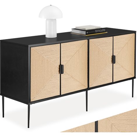 Buffet avec portes effet jute 2 compartiments de rangement (1/5)