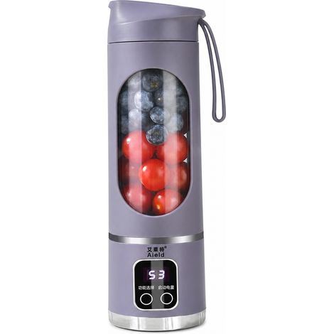 Blender Portable USB Rechargeable, 12 Lames, Broyeur de Glace, Gobelet à Smoothies, Violet, 3,7 V 1300 mAh (1/5)