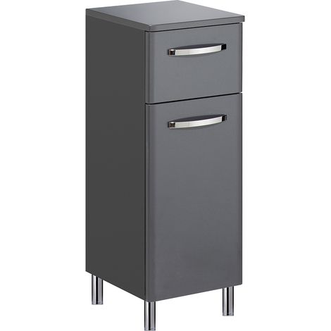 Badezimmer Unterschrank QUITO-66 in anthrazit Hochglanz, B/H/T: ca. 30/82/33 cm (1/5)