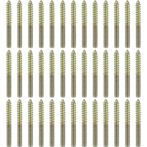 60 Pcs M4x35 Goujons À Tête Double Acier Au Carbone Couleur Zinc (1/5)