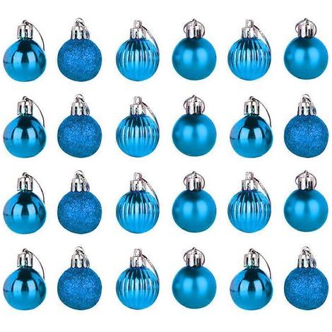 24 hängende Weihnachtskugeln aus Kunststoff, 4 cm, Weihnachtsdekoration (Hellblau) – 44 cm – Blau (1/2)