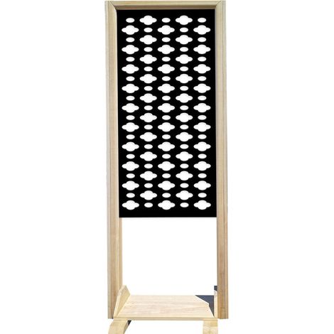 CLOUDS - Paravent modulable - 70x190 cm - en bois et PVC - Couleur : noir