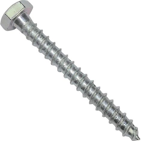 Lot de 50 Vis Tirefonds M6x50mm - Acier Zingué - Tête Hexagonale DIN571 - Fixation Charpente et Ossature Bois - Usage Intérieur Extérieur