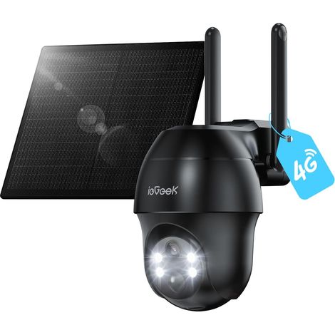 Camera de Surveillance Exterieur sans Fil 2K HD Camera Solaire sans Wi‑FI avec Carte Sim Détection Humaine PIR Audio Bidirectionnel 360° PTZ (1/5)