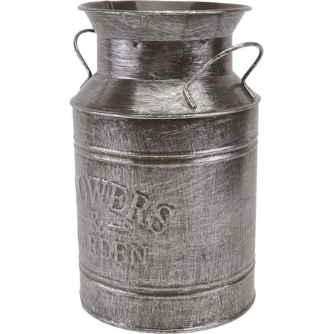 Vase À Fleur En Métal Fer Shabby Chic Pichet Vase Vintage Lait Galvanisé Peut Cruche Vase Rustique Fleur Récipient Seau Grand Galvanisé Vase Ferme English Seau Pot Argent (1/5)