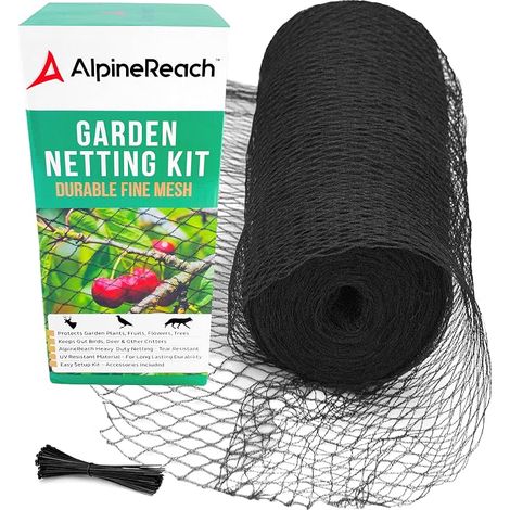 Garden Netting 4.5m x 15m Woven Mesh Black Reusable Cable Ties (1/5)