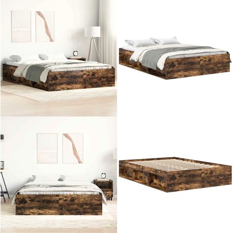 Bettgestell Räuchereiche 120x200 cm - Holzbettfassungen - Massivholzbette - Bettkasten - Doppelbett - Schlafzimmermöbel - Home & Living (1/5)
