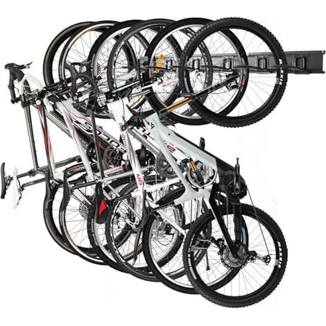 Porte-vélos, support mural pour vélo de garage, 6 porte-vélos et crochets casques, capacité maximale 272 kg, 162 cm - (1/5)