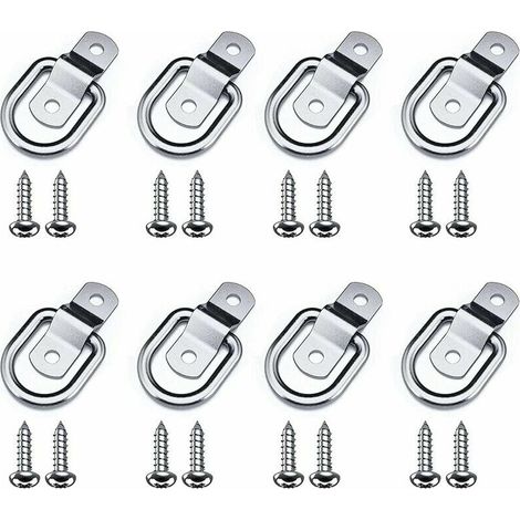 Green Mobility-Anneaux d'Arrimage, 8pcs Anneau de Montage, D Anneaux d'Arrimage, Anneau D'ancrage de Charge Ancrage de Remorque Anneau D'arrimage Forgé pour Remorque de Camions Bateaux Autos (1/5)