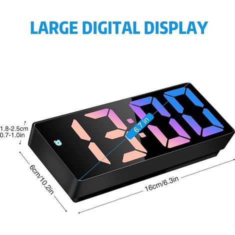 Réveil Numérique LED Horloge Numérique, Multicolore (1/2)