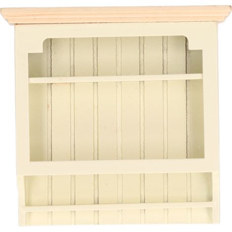 Vitrine miniature pour maison de poupée, finitions soignées, en bois composite, couleur crème (1/5)