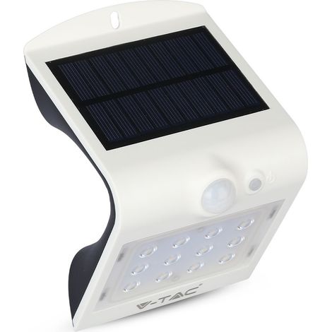 V-TAC VT-767-2 1.5W LED solaire wall light externe IP65 + capteur PIR couleur blanc - SKU 8276 (1/10)
