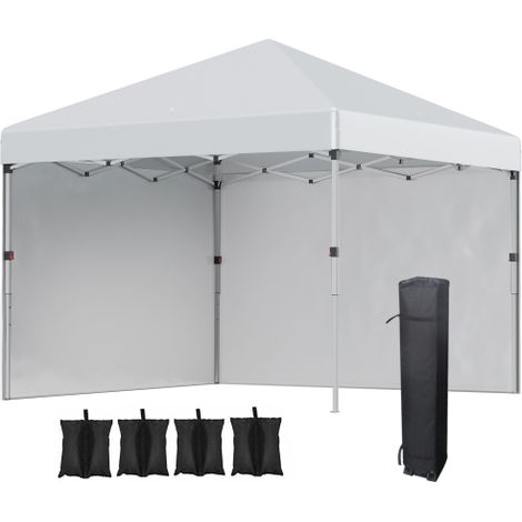 Capannone pieghevole, pareti laterali, sacchetto portatile, struttura metallica, colore grigio chiaro, dimensioni 3×3×2,7 metri. Installazione sul posto.