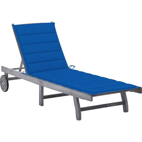 Sdraio sedia a sdraio lettino da giardino lettino da giardino terrazza mobili da esterno con cuscino in legno massello di acacia grigio 020012482