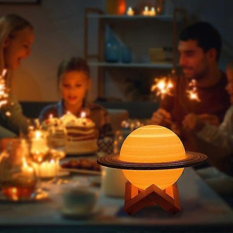 Lampe de table LED Saturne imprimée en 3D, veilleuse, décoration intérieure, cadeau (1/5)