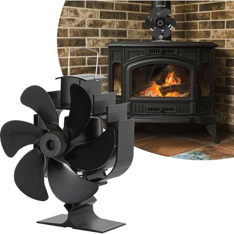 Jiubiaz Ventilateur De Poêle, Ventilateur thermique Silencieux à 6 Pales pour Poêle à Bois, Distribution Efficace de Chaleur, Modèle de tête oscillante (1/5)