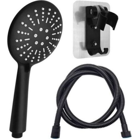 Pommeau de douche noir Douchette main avec tuyau de 1,5 m et support de douchette 3 types de jets Pommeau de douche conomie d\\'eau Pomme de douche multifonctionnelle (1/4)