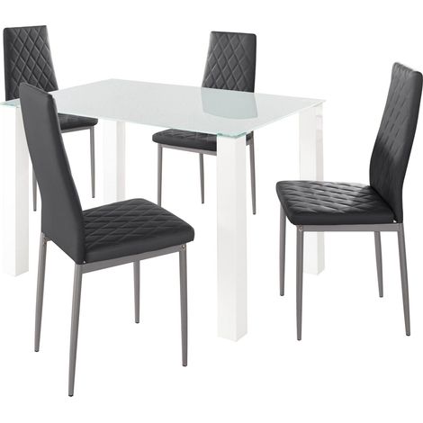 Norma & Brooke-Set de Table à Manger 120x80cm avec 4 Chaises Noir (1/2)