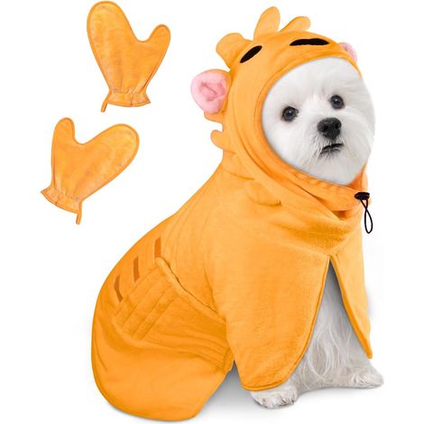 1 Peignoir Chien Microfibre, Serviette Absorbante Réglable, Vêtement Bain Natation Hiver