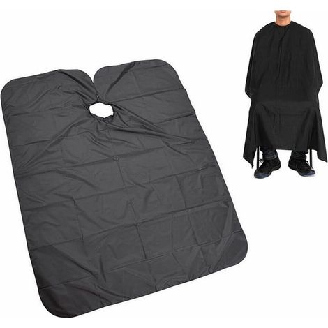 Cape de coiffeur imperméable - tablier de coiffeur - capuche de coiffeur - cape de coiffeur ajustable - noire - 120 x 70 cm (1/5)
