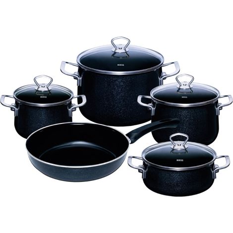 Juego de ollas RIESS Black Magic 5 piezas esmalte negro