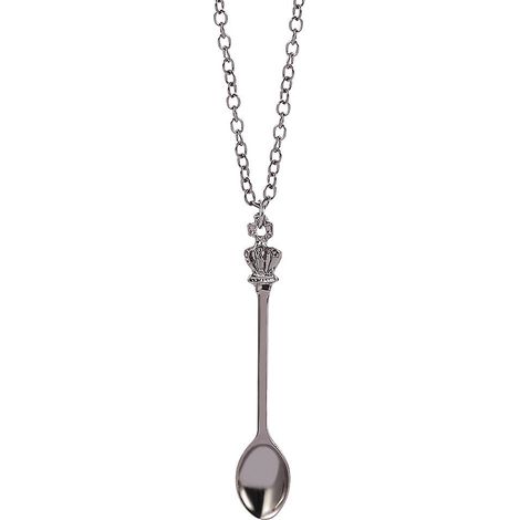 simple In Crown Mini Tea Spoon Pendant Classic Alice Snuff Necklace Vintage Spoon Necklace. Black (1/3)