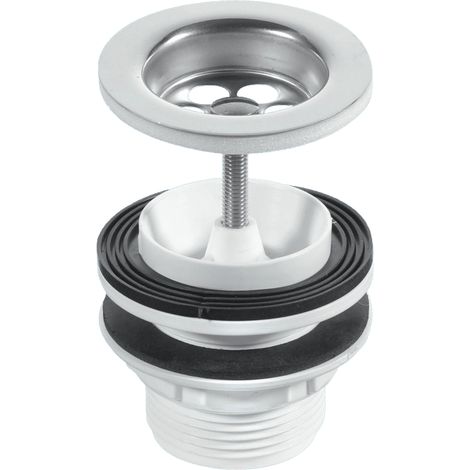 McAlpine BSW11P 1.25" x 60mm Stainless Steel Flange Centre Pin Basin Waste: Backnut and Washer for basin bracket if required and Black PVC Plug (1/4)