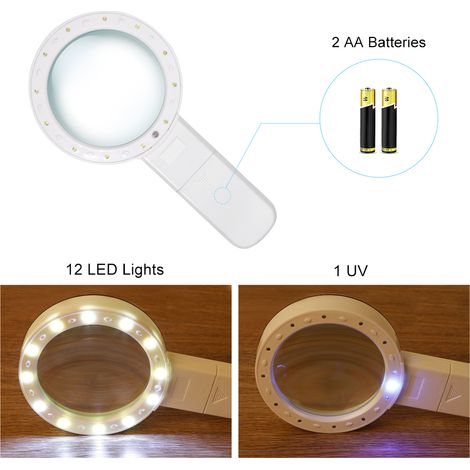 Loupe grossissante 30x avec lumière LED, idéale pour la lecture et les bijoux. (1/5)
