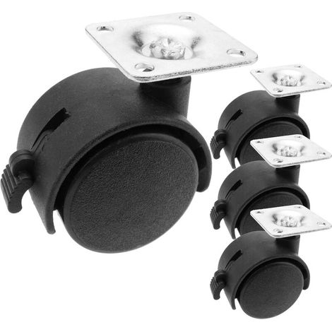 Roulettes pivotantes roue en nylon avec frein 40 mm 38x38 mm 4 pack (1/5)