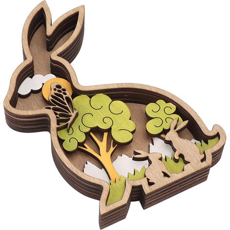 Décoration de Pâques en bois avec lapin, idée de bricolage, décoration de table et lumières décoratives (1/5)