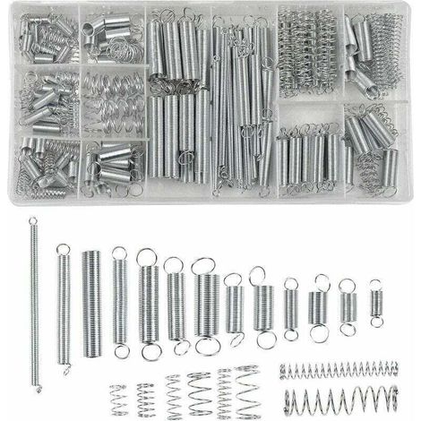 Ressorts de compression, ressorts de traction - Assortiment de 20 tailles de ressorts d'extension en acier galvanisé avec boîte de rangement (200 pièces) (1/5)