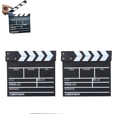 Clapperboard - 20 x 20 cm - Madera y Acrílico - Para Filmación, Grabación de Video y Publicidad - Negro - Unidad (1/5)