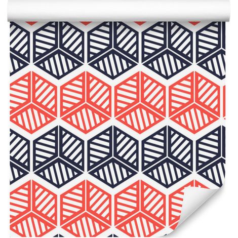 Carta da parati con motivo geometrico colorato per soggiorno e camera da letto, 50x1000 cm. (1/5)
