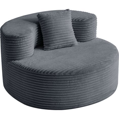 Poltrona Sacco in Tessuto Camoscio 112x105x59 cm con Cuscino Incluso - Sedia Lounge Morbida per Adulti e Ragazzi (1/5)