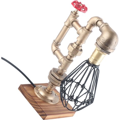 Lampe de bureau style industriel rétro en forme de tuyau d'eau, idéale pour café, bar, chambre ou bureau. Décoration artistique. Prise UE 220 V. (1/5)