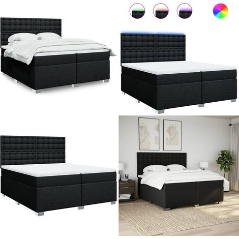 Boxspringbett mit Matratze Schwarz 200x200 cm Stoff - Boxspringbett - Doppelbett - Massivholzbette - Betten Mit Beleuchtung - Elektrisches Bett - Home & Living (1/5)