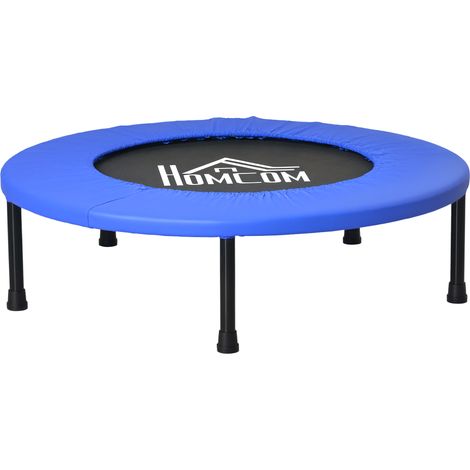 32-Zoll-Mini-Fitness-Trampolin für Zuhause, Yoga, Indoor und Outdoor, mit Sicherheitspolster, Tragkraft bis 100 kg, blau und schwarz