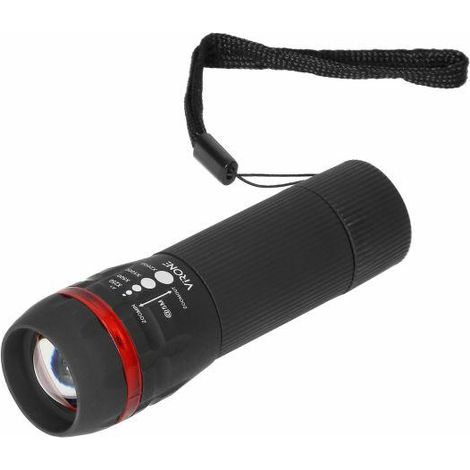 Orno Linterna LED manual 1W con zoom, iluminación portátil para camping y emergencias, potente LED de 1W, enfoque ajustable, diseño compacto y resistente, color negro.