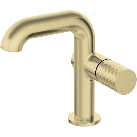 Miscelatore lavabo in ottone con bocca rettangolare finitura oro spazzolato - Hexo