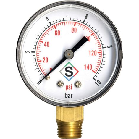 Manomètre radial NOTRE SELECTION D50 50 mm 0–10 bar (0–145 psi) raccord mâle laiton