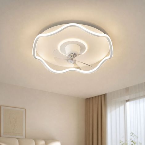 Ventilatore da soffitto invisibile da 50 cm, motore silenzioso in rame, oscillazione a 360°, luce LED regolabile senza sfarfallio per camera da letto. (1/4)