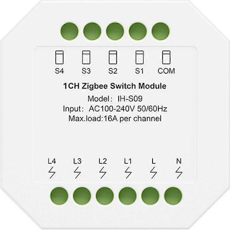 Module relais intelligent Zigbee 16A IH-S09 AC100-240V, télécommande Tuya Smart Life pour système domotique 1CH (1/5)