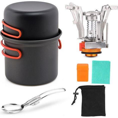 Batterie de cuisine de Camping avec poêle pliante, casseroles de cuisine, torchon pour pique-nique en plein air, randonnée, sac à dos (1/5)