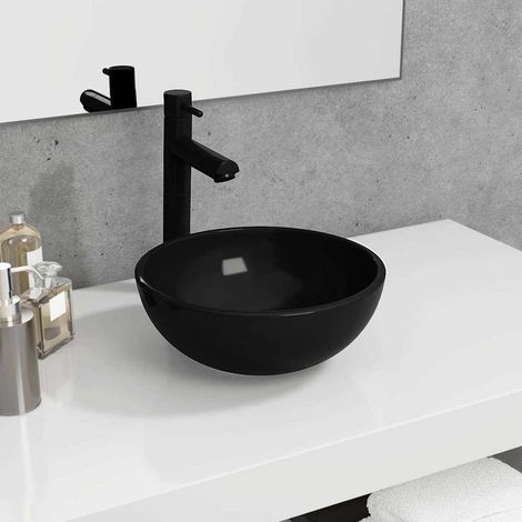 Lavabo Verre trempé 30x12 cm Noir (1/5)