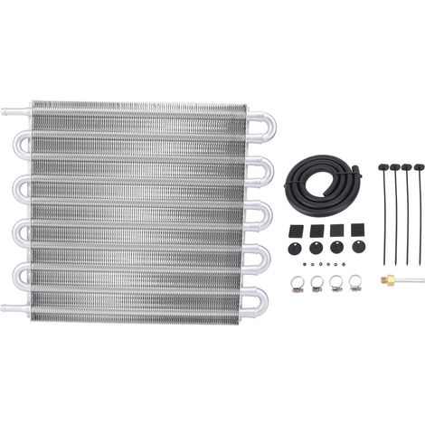 Ortviai Refroidisseur d'huile de boîte de vitesses en aluminium 10 rangées 395 mm, ligne de refroidissement 8 mm (5/16")