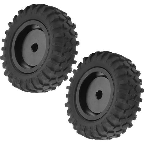 2 Pièces Jantes en Alliage d'Aluminium 55mm avec Pneus en Caoutchouc pour Modèles RC WPL D12 1/10 - Noir (1/5)