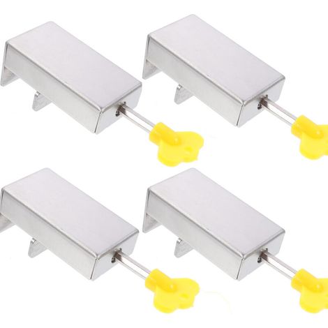 Lot de 4 limiteurs de fenêtre pour maison et bureau, système de sécurité installation facile, en inox (1/5)