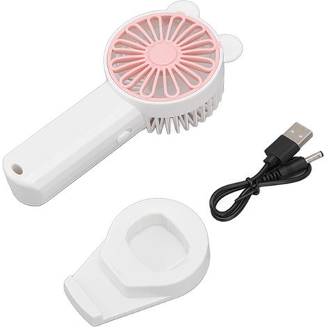 Ventilateur de Poche Puissant Rechargeable USB, 5 Pales, Base Détachable, Mini Ventilateur Portable pour Maison Bureau Voyage Blanc (1/5)