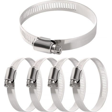 5pcs 52-76mm Hose Clamps 304 Stainless Steel Hose Clips Adjustable for Water Pipes, Plumbing (1/5)