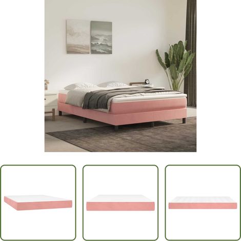vidaXL Confort - Matelas de lit à ressorts ensachés fermeté moyenne rose 140x220x20 cm velours (1/5)